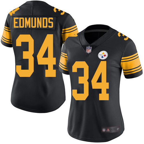Women Pittsburgh Steelers Football 34 Limited Black Terrell Edmunds Rush Vapor Untouchable Nike NFL Jersey